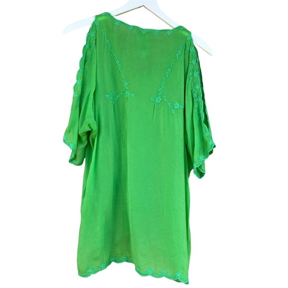 Johnny Was Kelly Cold Shoulder Blouse in Green - Picture 7 of 10